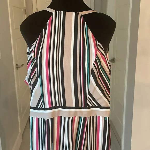 bebe One Piece Sleeveless Jumpsuit in Multi Strip Colors Size 4 - Picture 3 of 10